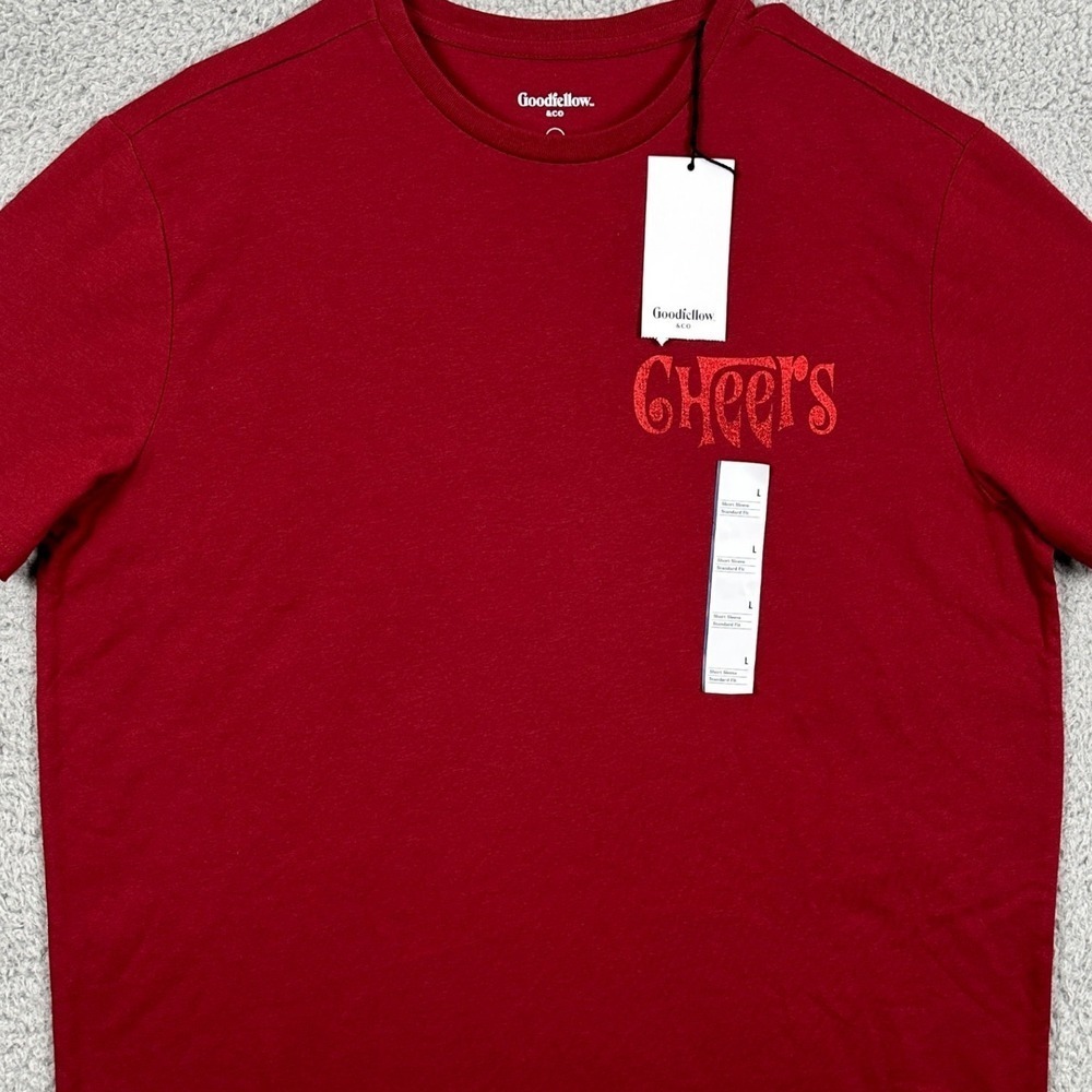 Good Fellow Co. T-Shirt Short Sleeve Tee Mens Large Red Crewneck Logo Casual NEW